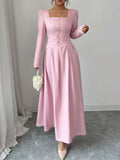 Square Neck Long Sleeve Maxi Dress.
