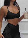 Ruched Sports Bra and High-Waisted Shorts Active Set.