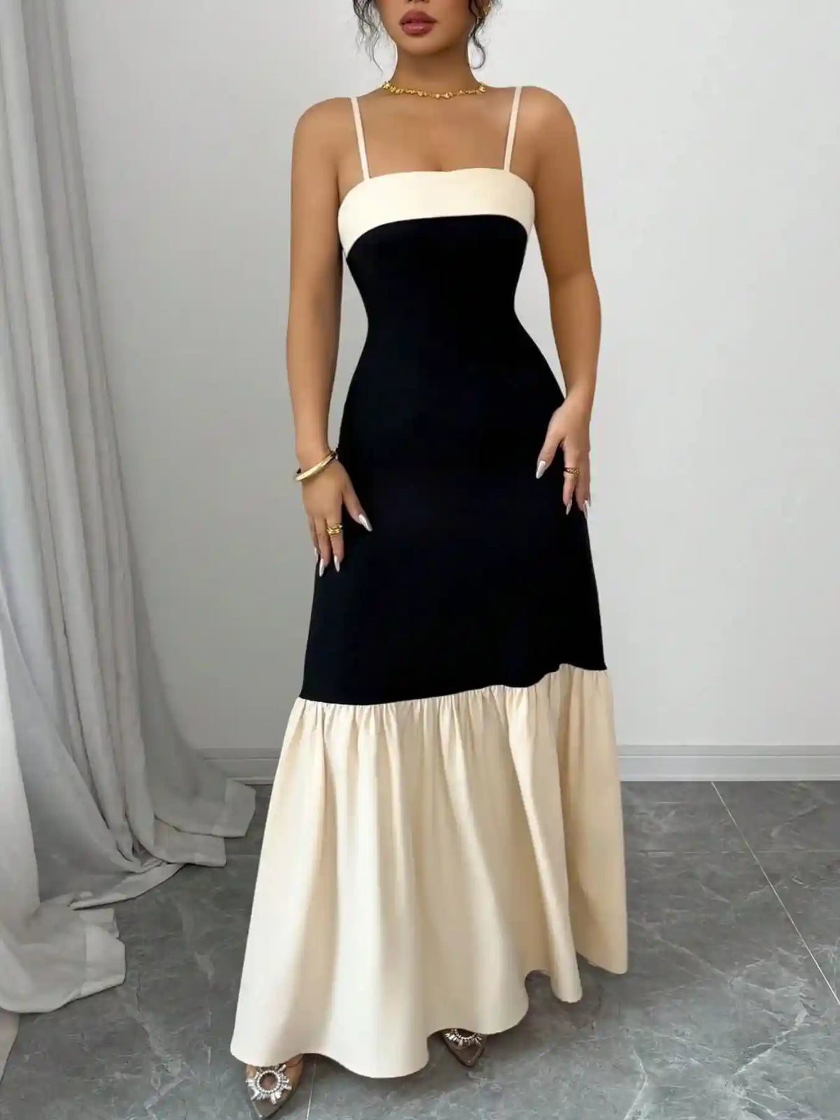 Color Block Maxi Cami Dress.