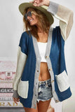 BiBi Color Block Sweater Cardigan with Button Closure.