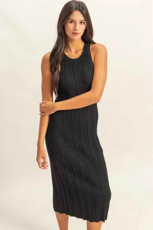 HYFVE Ribbed Knit Bodycon Dress - Round Neck.