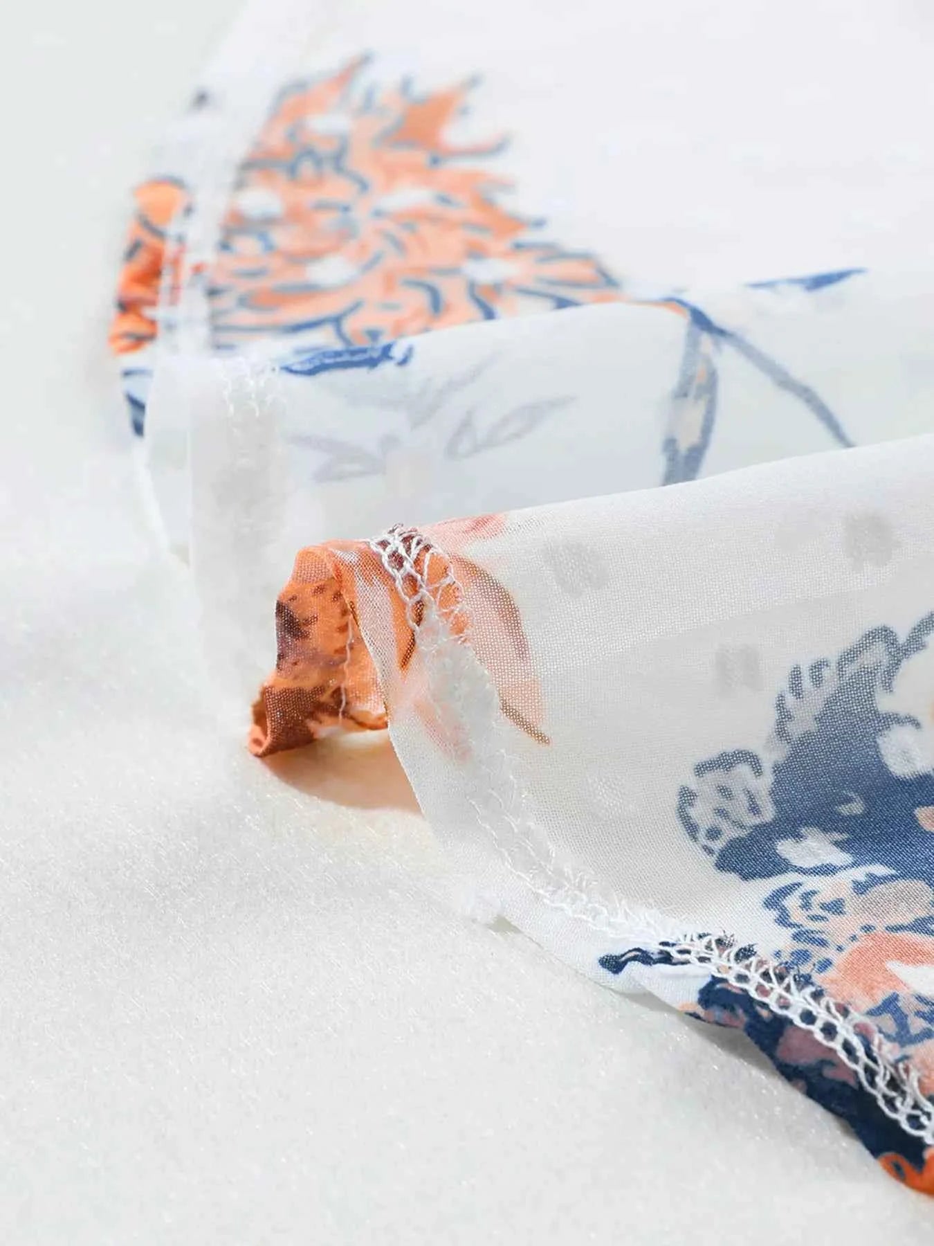 Floral Print Open Front Cover Up.