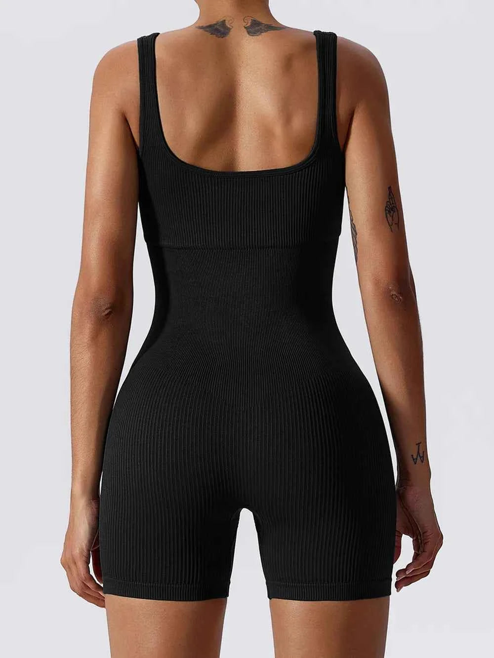 Basic Bae Ribbed Sleeveless Active Romper.