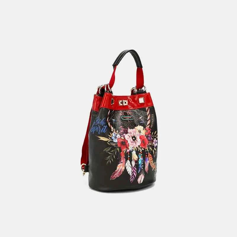 Nicole Lee USA Floral Adjustable Strap Backpack.
