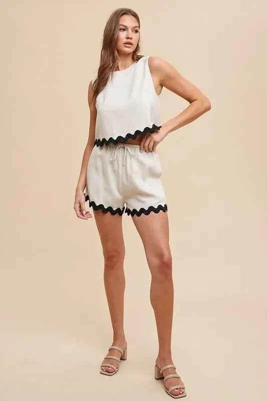 Annie Wear Ric Rac Trim Top & Shorts Set - EBYNN