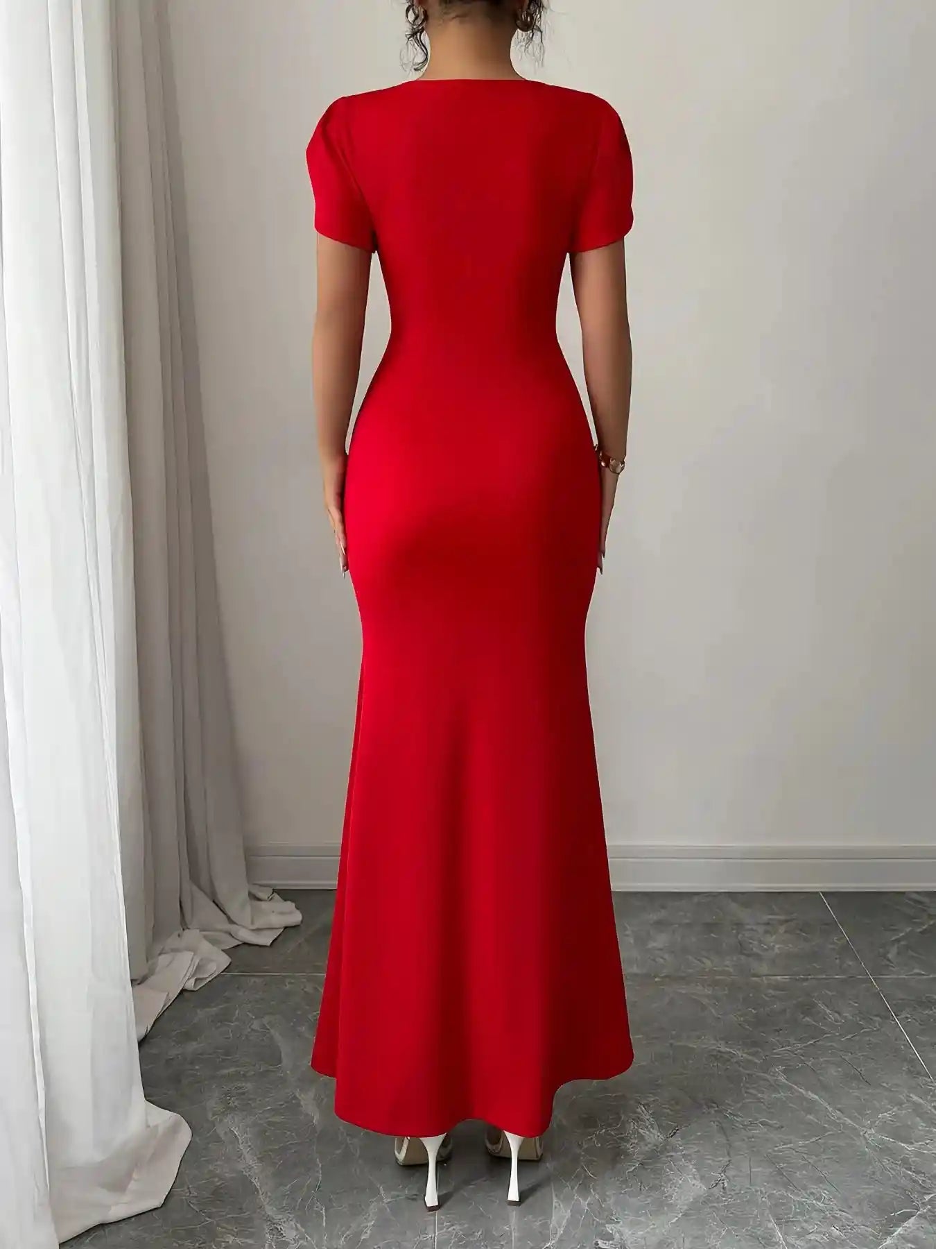 Petal Sleeve Mermaid Maxi Dress.
