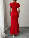 Petal Sleeve Mermaid Maxi Dress.