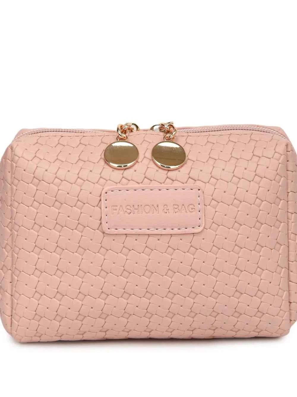 PU Leather Woven Clutch Bag.