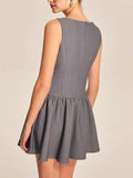 Round Neck Sleeveless Ruffled Mini Dress.