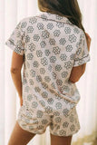 Floral Print Lounge Set: Top & Shorts.