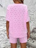 Flower Round Neck Top and Shorts Lounge Set.
