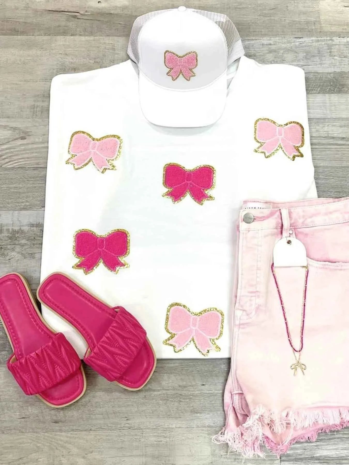 Bow Round Neck Oversized Casual T-Shirt.