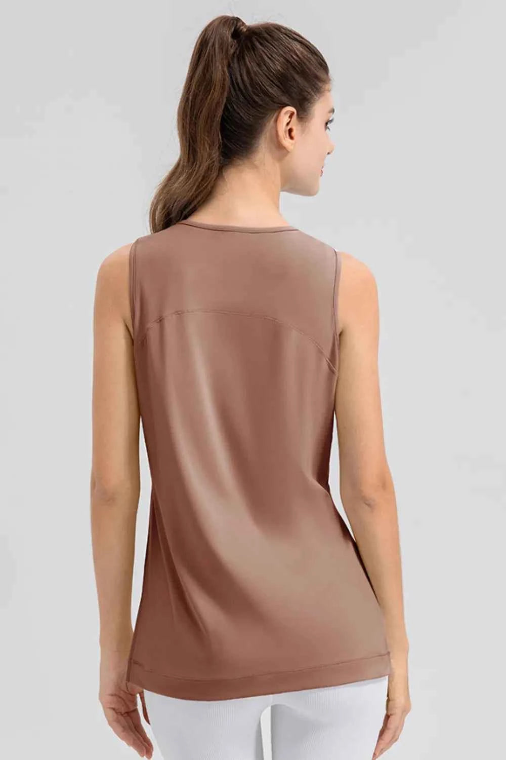 Slit Round Neck Tank Top.
