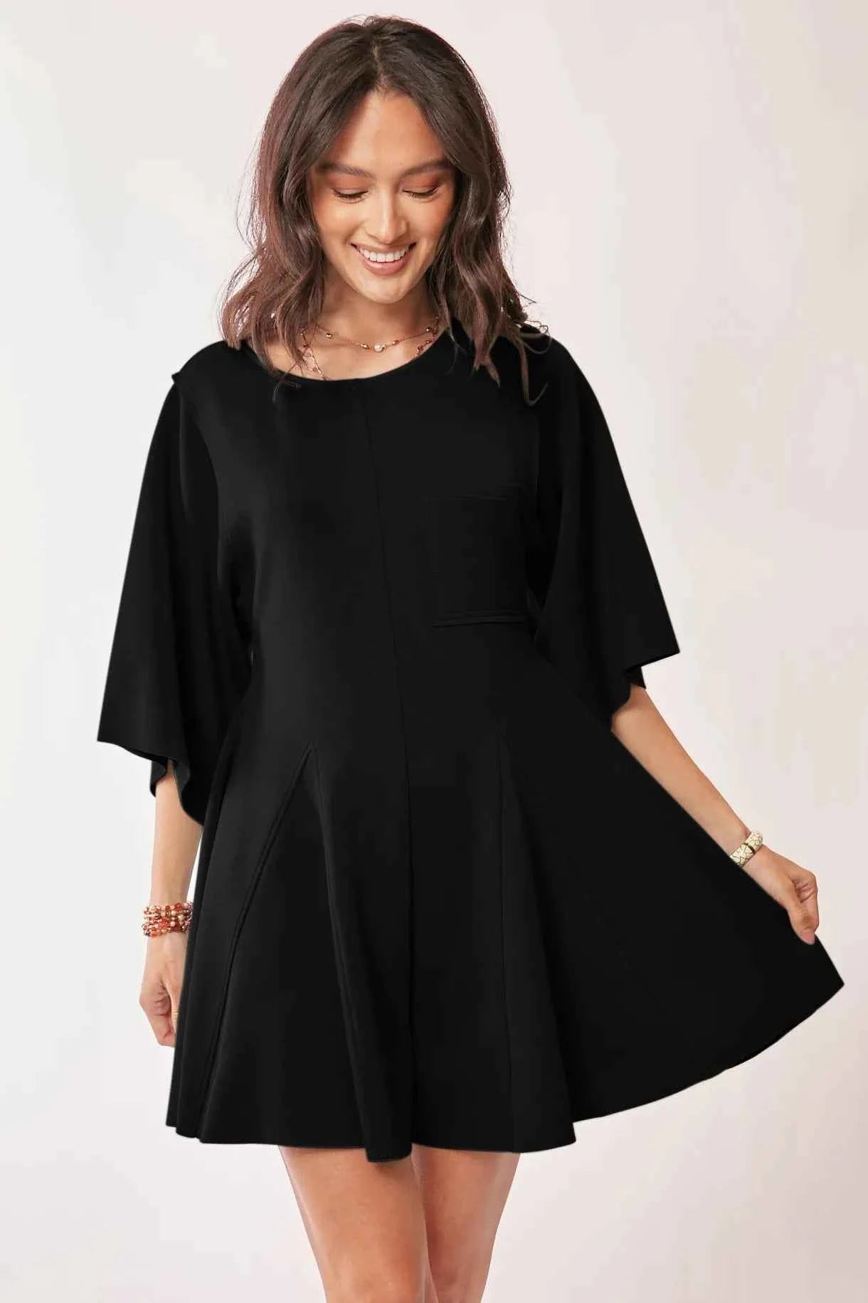 Davi & Dani Solid Draped Sleeve Ties Back Skort Romper.
