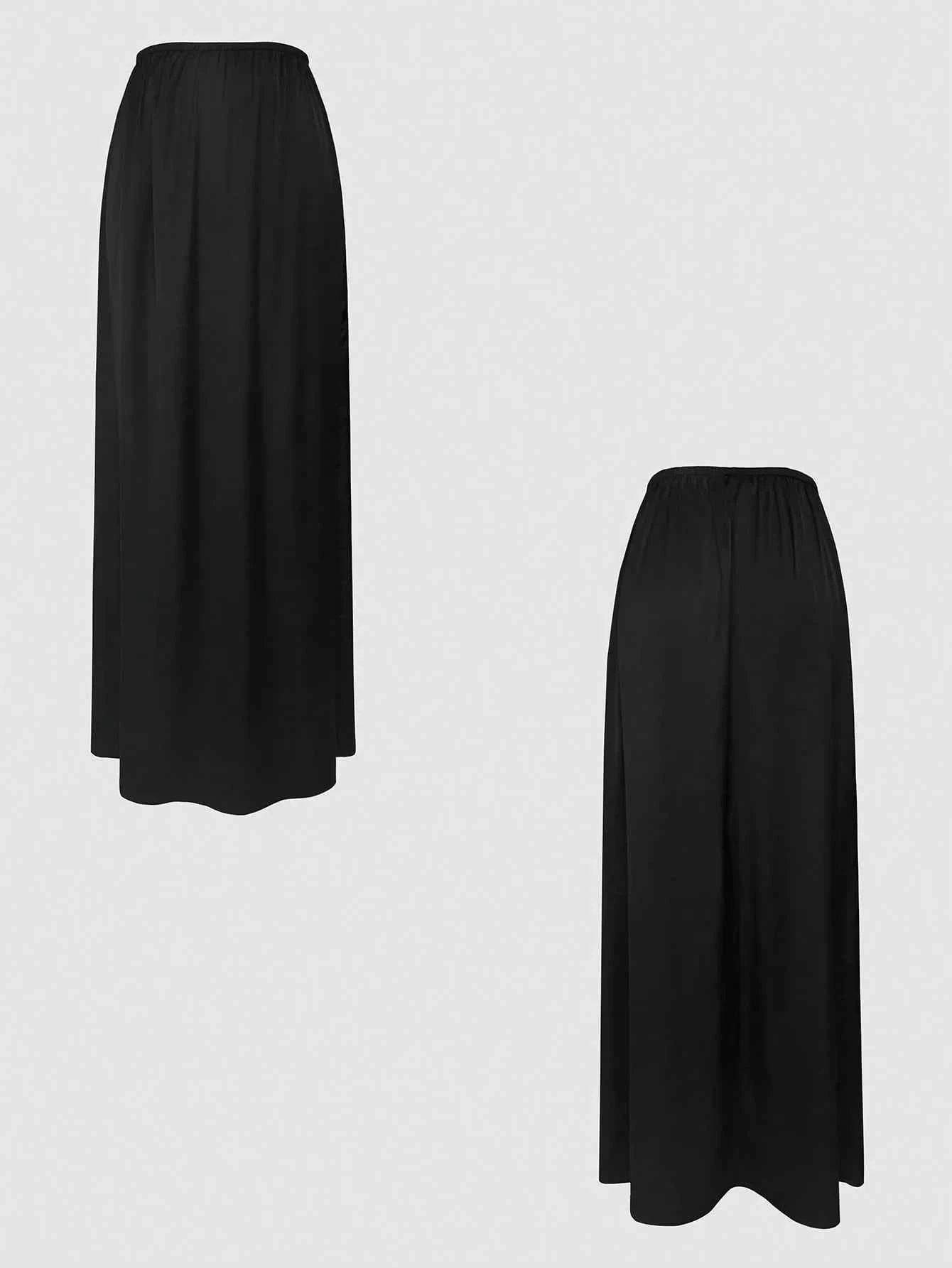 V-Neck Button Detail Vest and Skirt Two-Piece Set - EBYNN