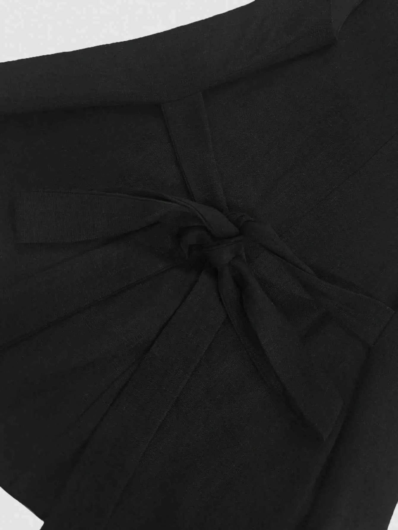 V-Neck Button Detail Vest and Skirt Two-Piece Set - EBYNN