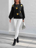Heart Print Long Sleeve Sweatshirt.