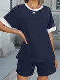 Sleek Round Neck Short Sleeve Top & Shorts Set - EBYNN