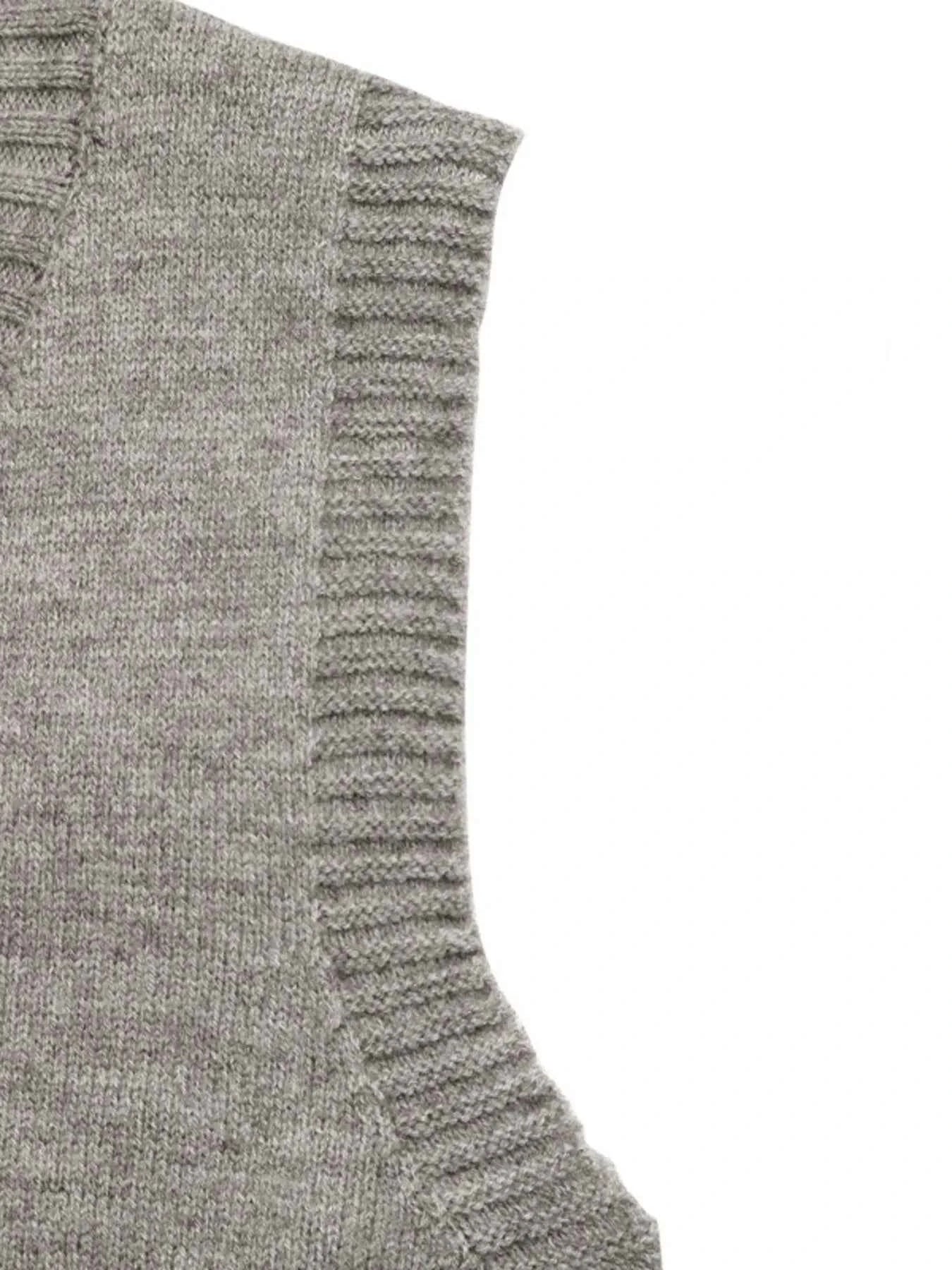 V-Neck Knit Vest and Skirt Set.