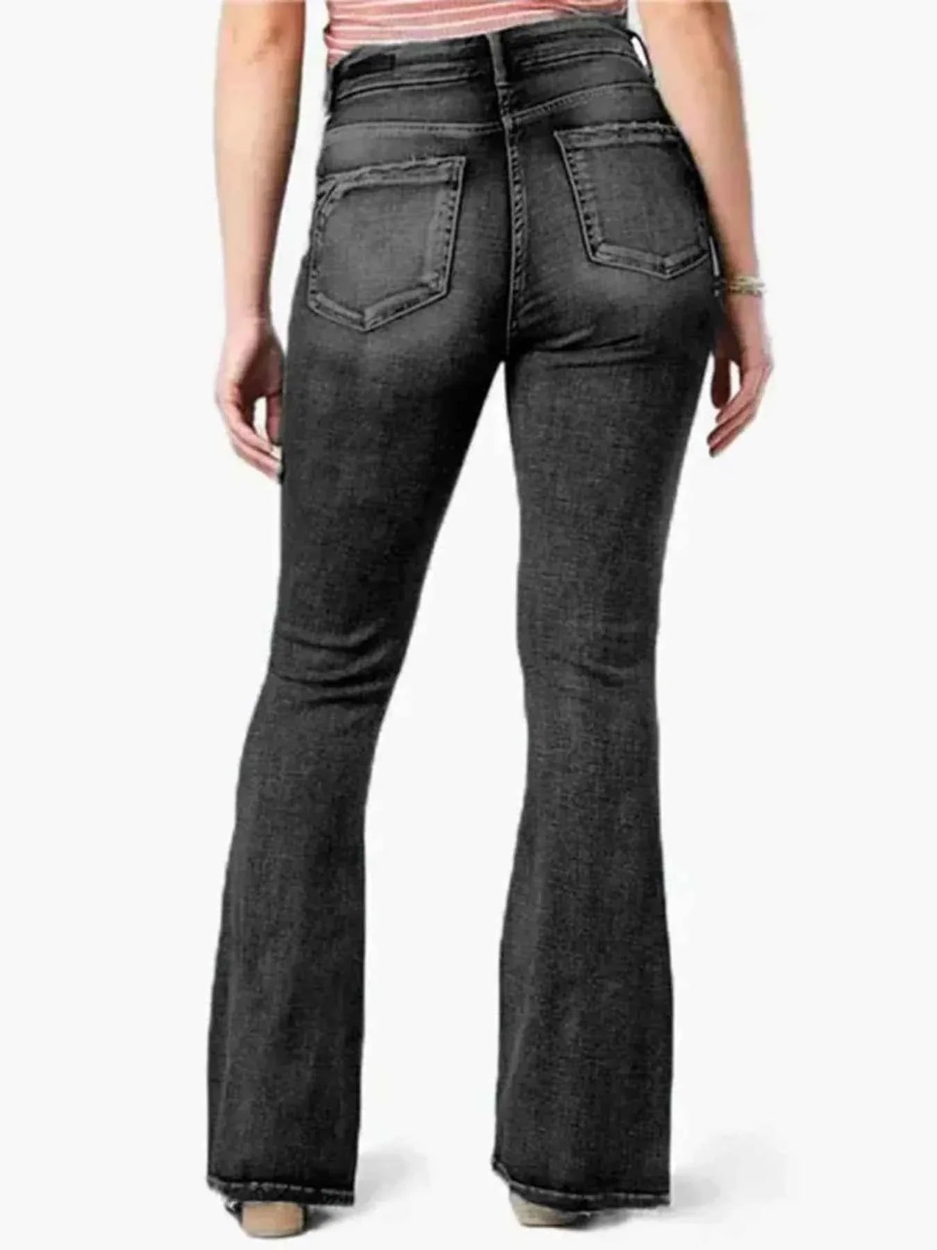 Plus Size Vintage Wash Flare Jeans.