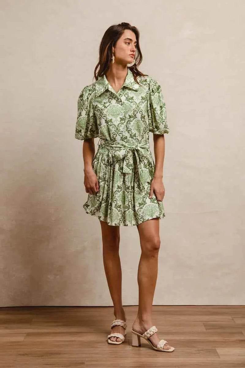 Tied Floral Mini Shirt Dress for Effortless Style and Comfort - EBYNN