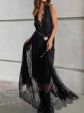 Lace Deep V-Neck Maxi Dress.