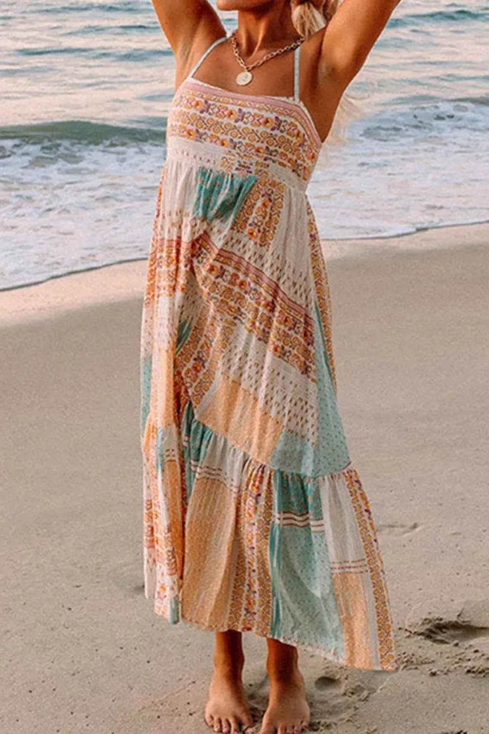 Printed Square Neck Cami Dress.