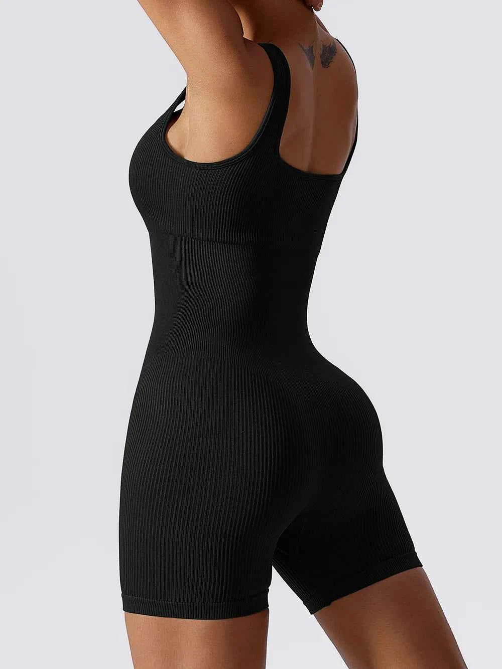 Basic Bae Ribbed Sleeveless Active Romper.