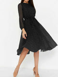 Polka Dot Long Sleeve Midi Dress.
