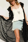 Umgee Sheer Black Lace Ruffled Cap Sleeve Cover Up.