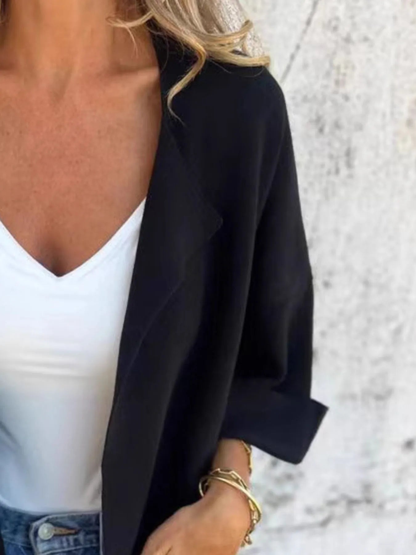 Plus Size Open Front 3/4 Sleeve Cardigan.