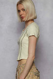 Sage Green Contrast Stitching Cropped T-Shirt.