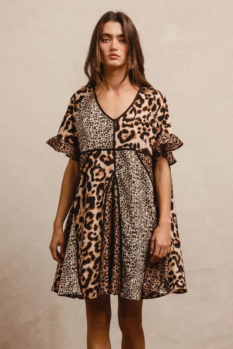 Leopard Print Dress: Mix and Match Short Sleeve Style - EBYNN
