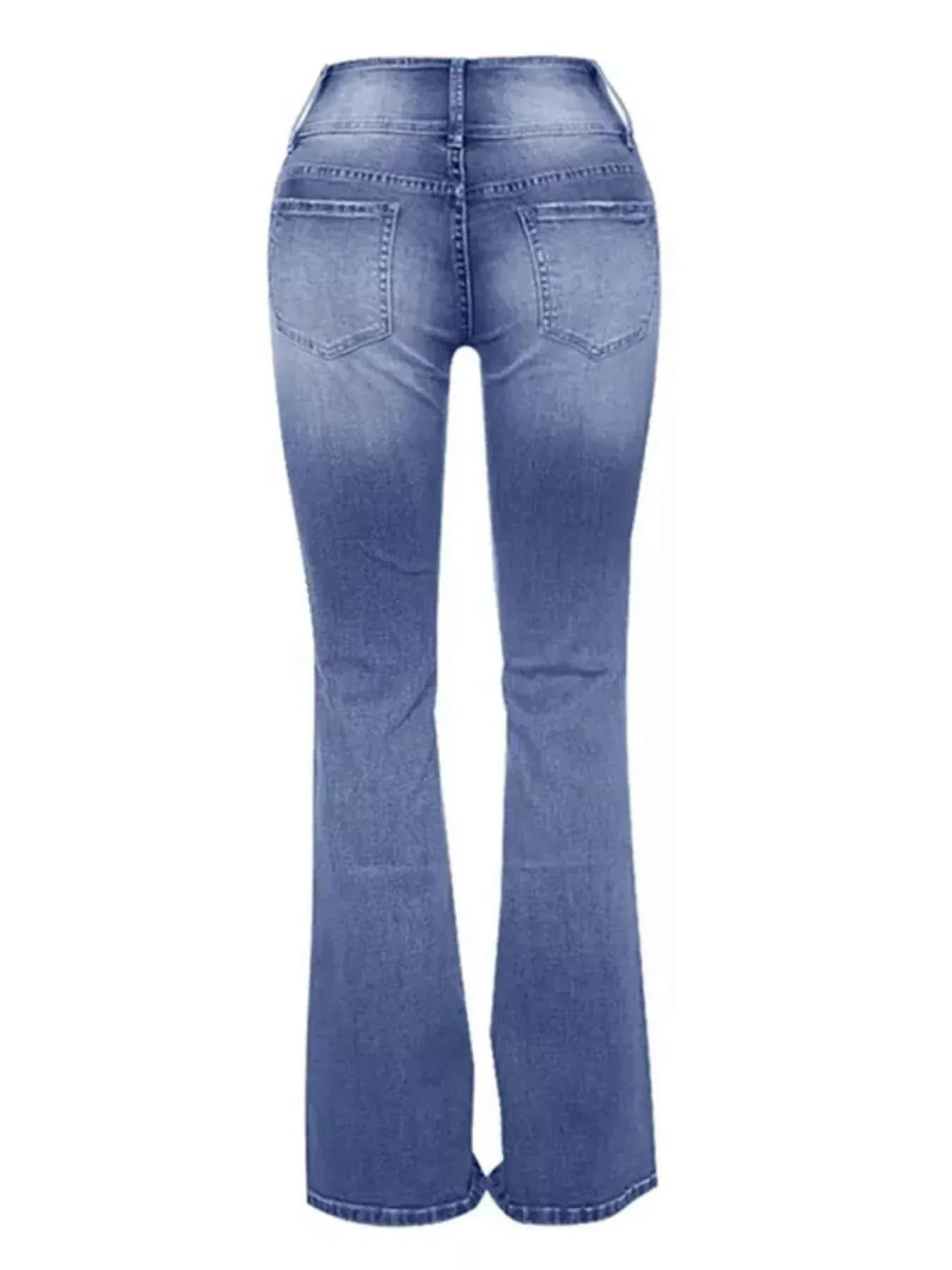 Plus Size Vintage Wash Flare Jeans.