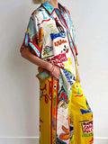 Stylish Printed Button Up Shirt and Pants Set.