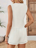 Button-Up Cotton Vest and Shorts Set - EBYNN