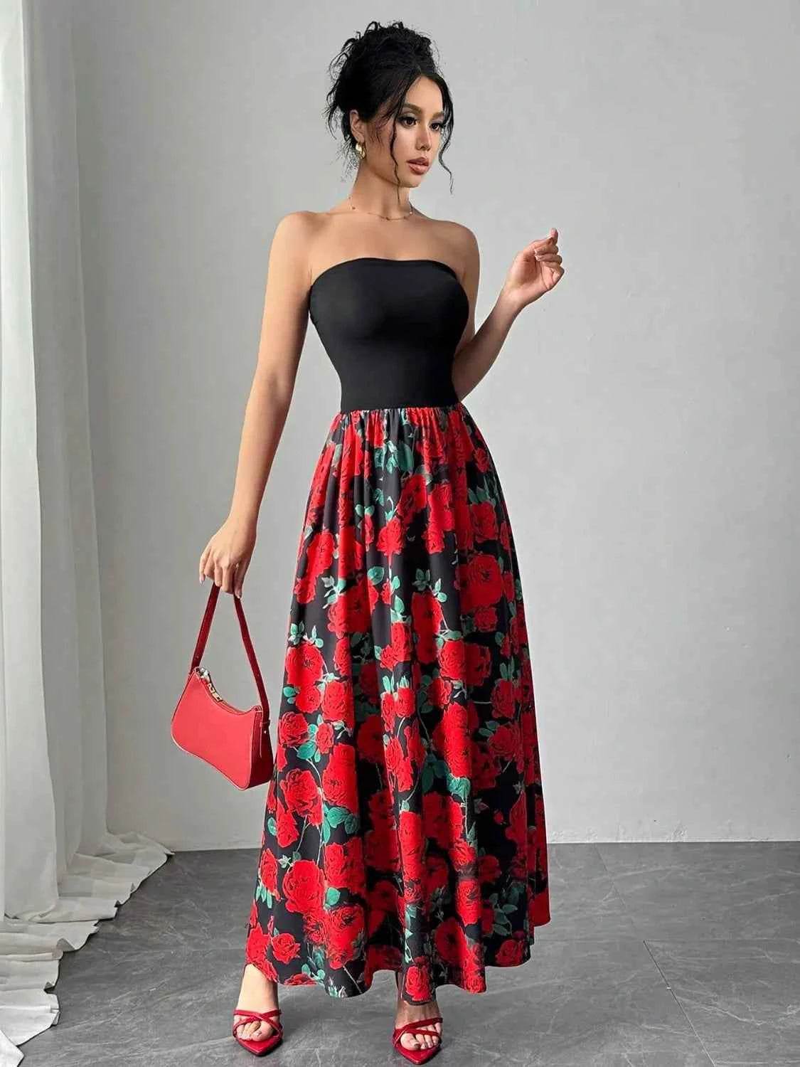 Floral Tube Maxi Dress.