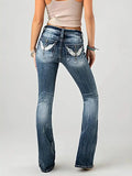 Embroidered Washed Bootcut Jeans.