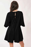 Davi & Dani Solid Draped Sleeve Ties Back Skort Romper.