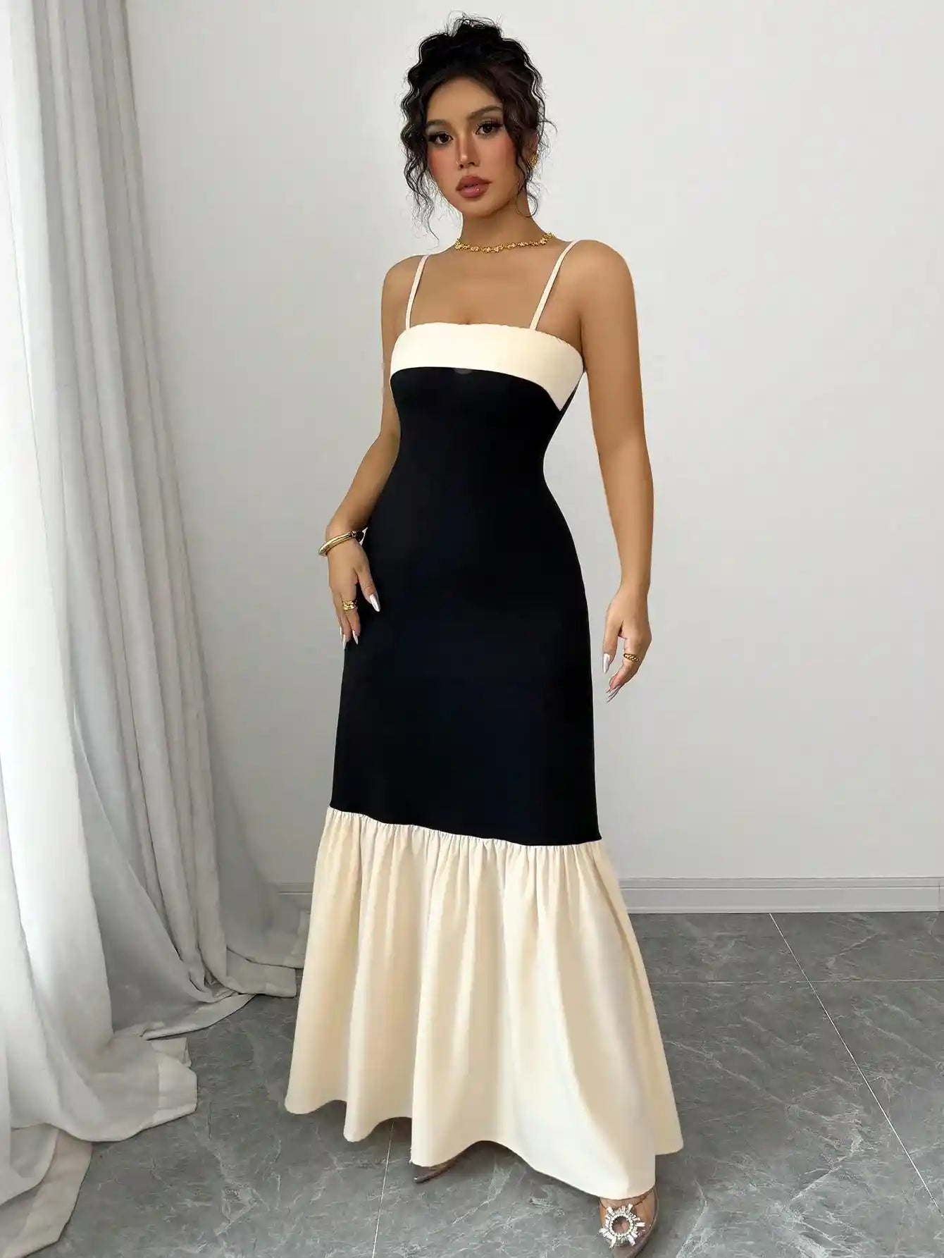 Color Block Maxi Cami Dress.