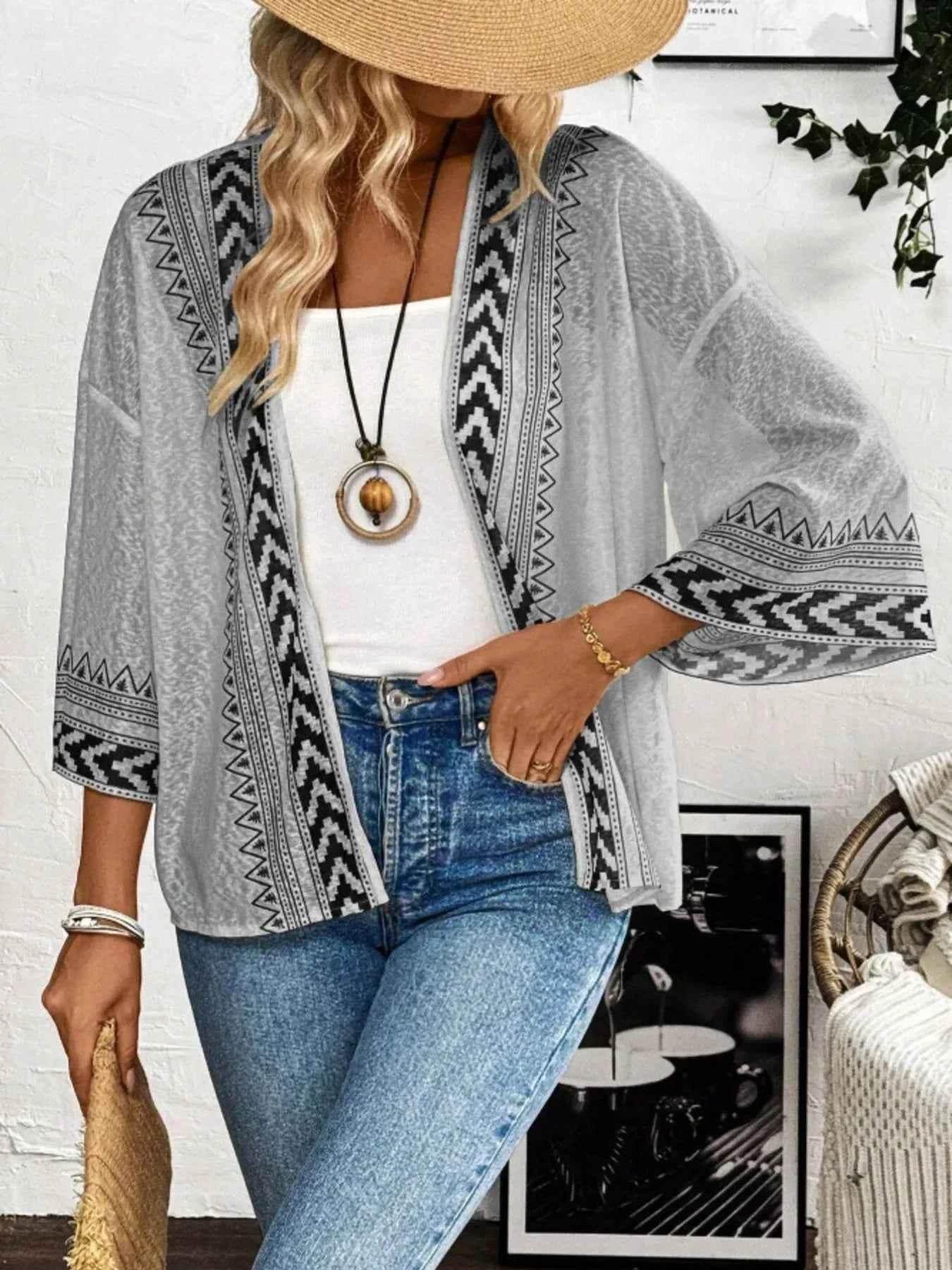 Open Front Sheer Kimono Cardigan.