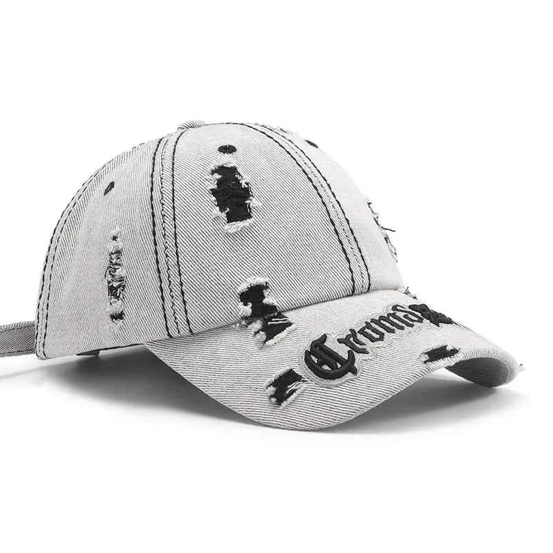 Distressed Letter Embroidered Baseball Cap.