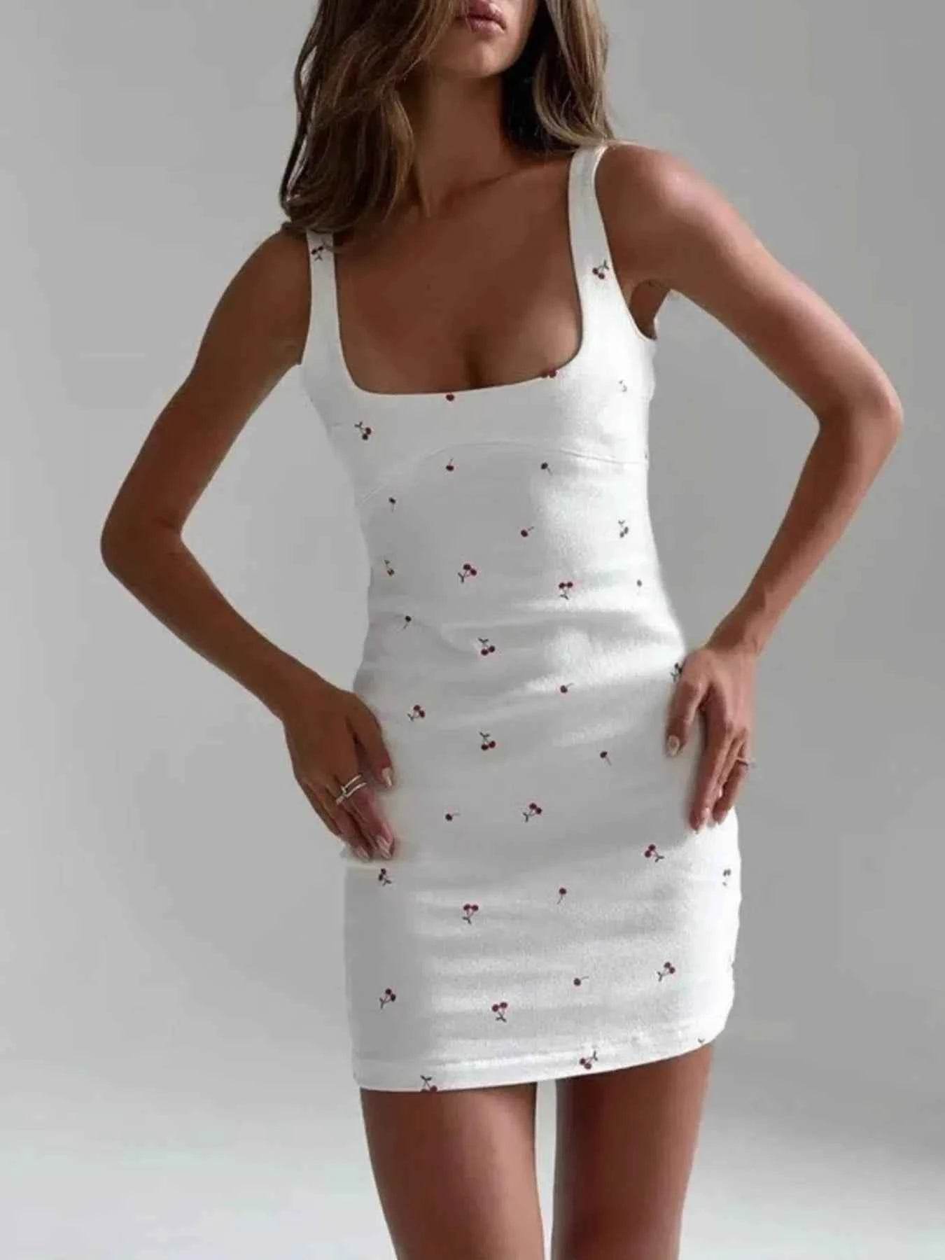 Cherry Embroidered Mini Tank Dress.