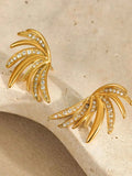 18K Gold-Plated Stainless Steel Zircon Geometric Earrings.