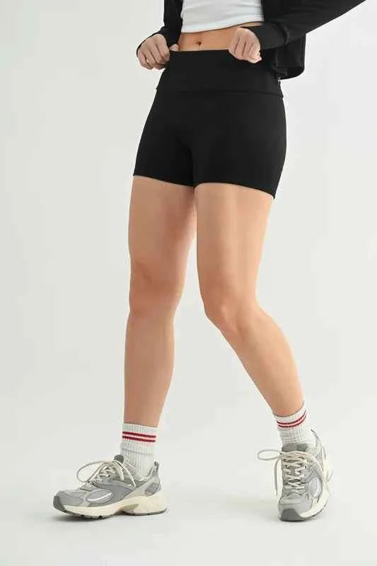 MONO B Ribbed Foldover Waist Shorts.