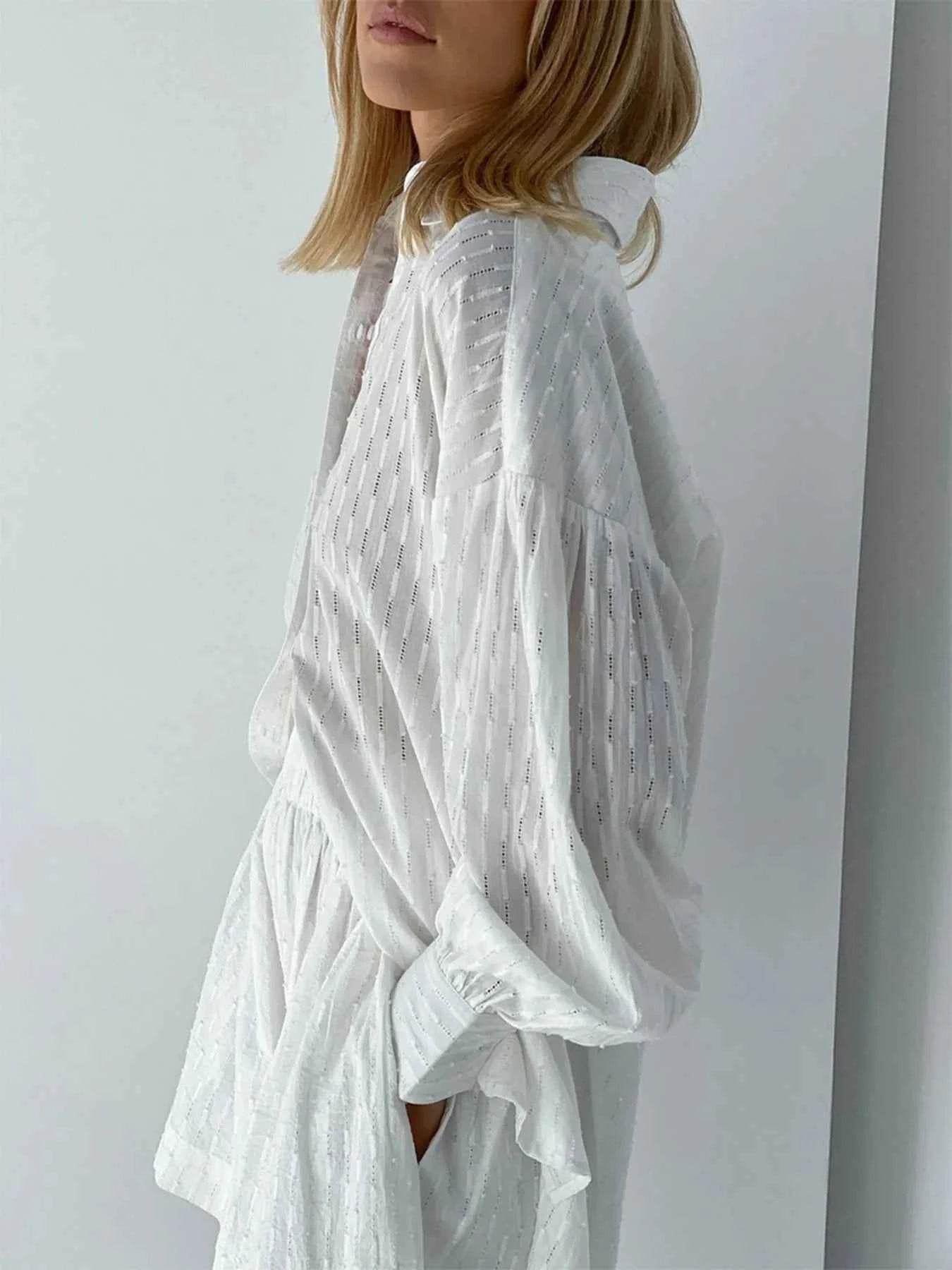 Textured Button-Up Shirt and Shorts Set - EBYNN