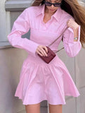 Smocked Long Sleeve Shirt Dress.