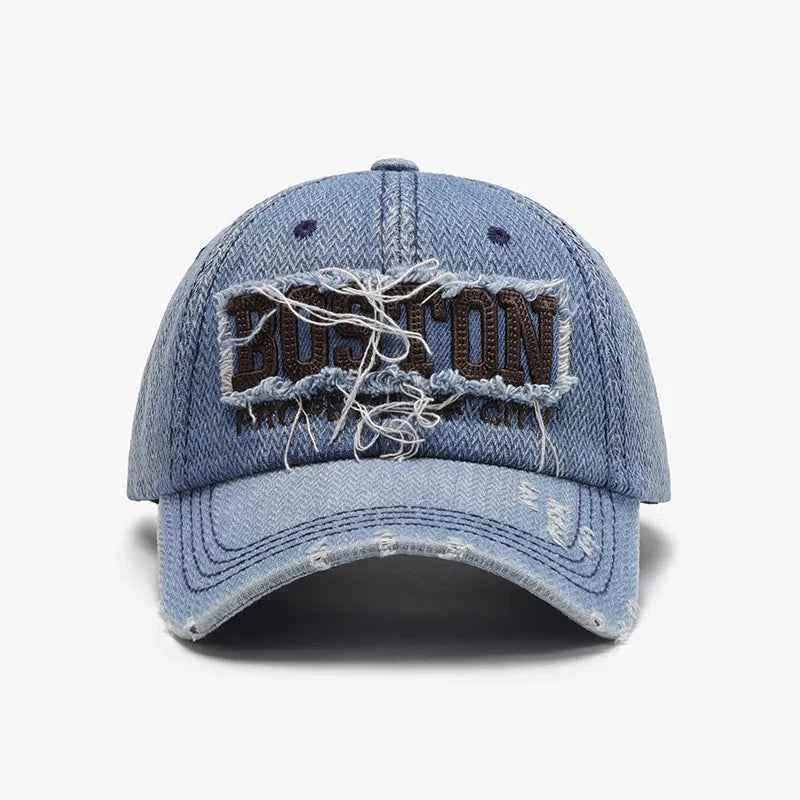Adjustable Cotton Baseball Cap with Letter Design.