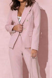 Plus Size Full Size Lapel Collar Blazer and Pants Set - EBYNN