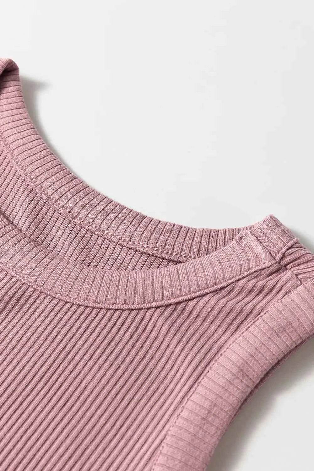 Ribbed Midi Dress with Patchwork and Pockets.